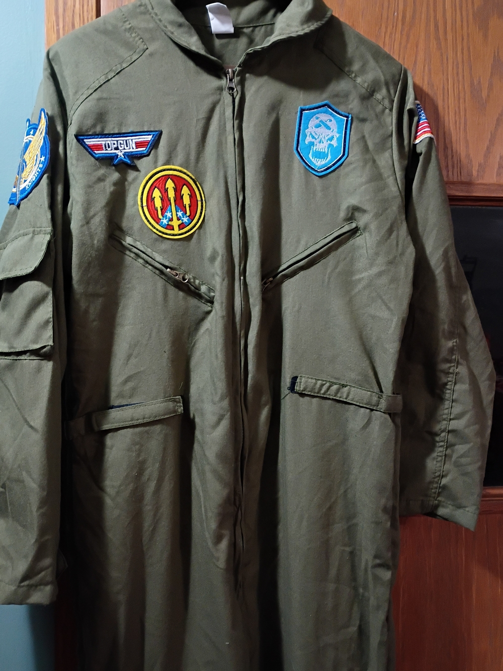 Top Gun Costume With Embroidered Patches Coveralls Men's Size Small